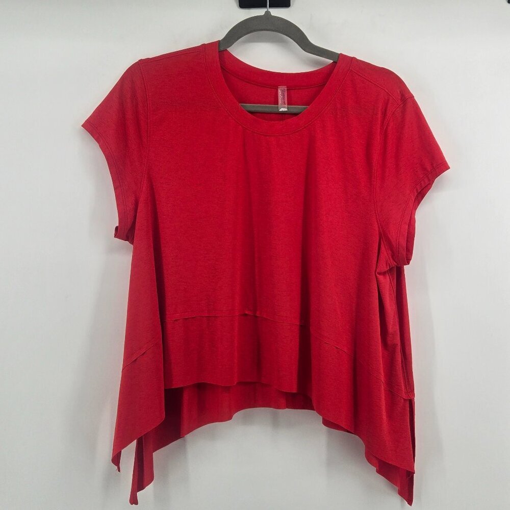 Free People Movement Tempo Short Sleeve Asymmetrical Top - XL Red